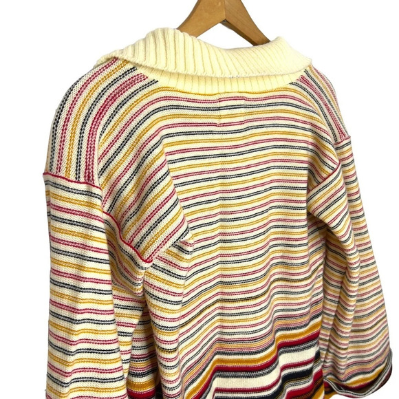 Vintage 70s Montgomery Ward Striped Cardigan Sweater Acrylic Knit Retro Boho M - Picture 6 of 10